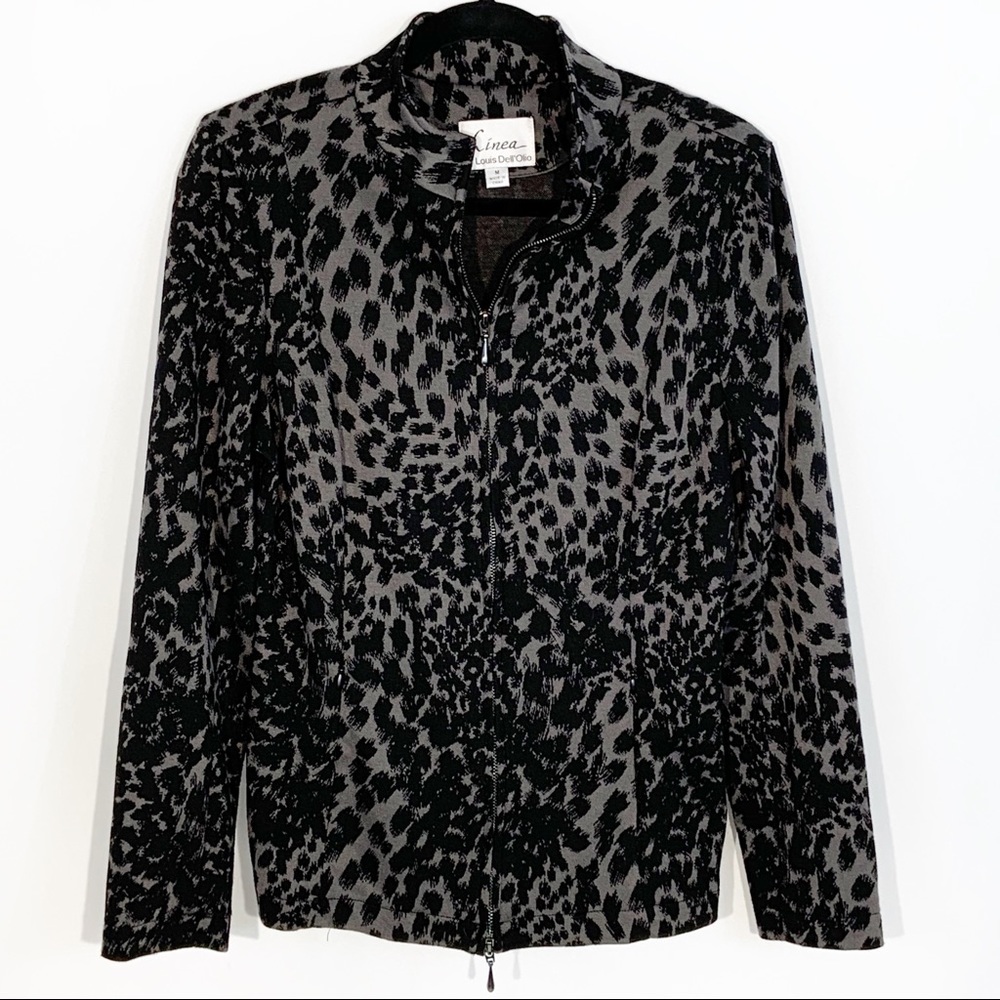 Linea Black & Gray Animal Print Jacket Size Medium
